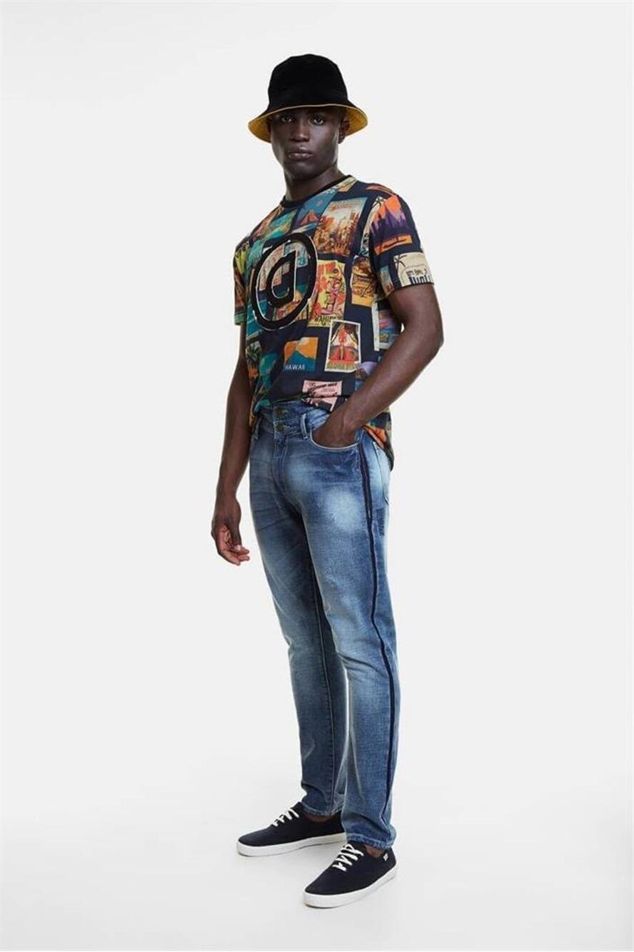 DESIGUAL NWT $159 Arthur Skinny Distressed Double Waistband Jean Size 34